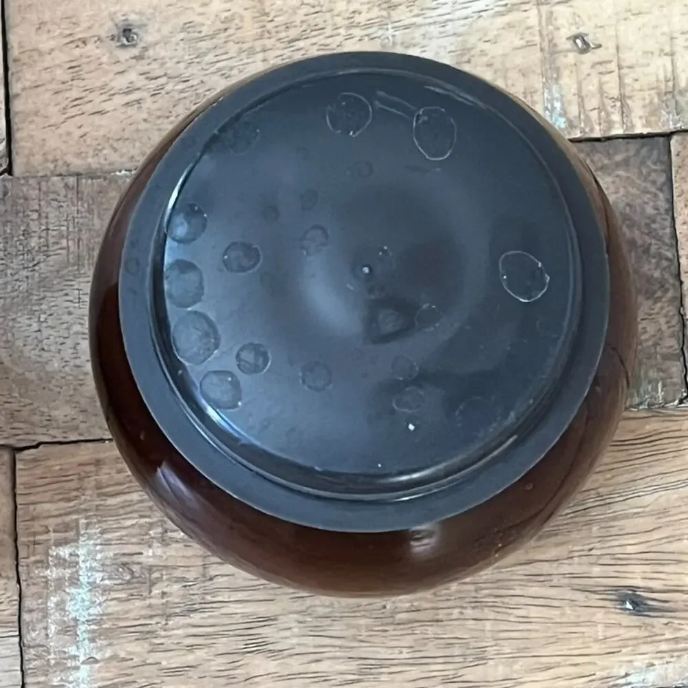 Vintage Belgium Brown Amber Glass Container Apothecary Jar Bubble Lid
